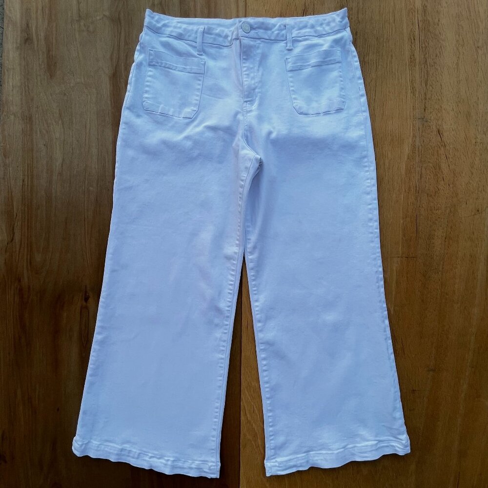 KUT FROM THE KLOTH MEG WIDE LEG JEANS WOMEN’S sz 18 White High Rise Stretch